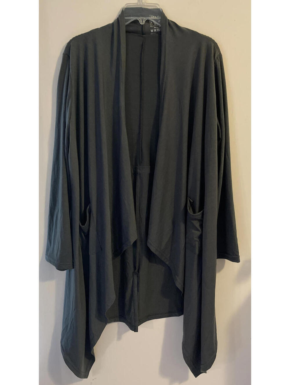 Tank Womens Large Gray Long Sleeve Open Front Oversized Cardigan W/Pockets!A2246